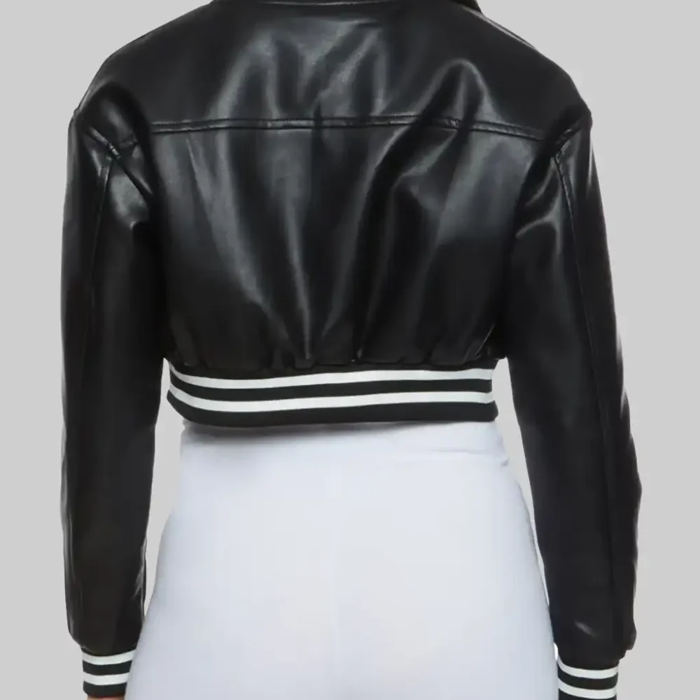 Women’s Black Leather Varsity Jacket