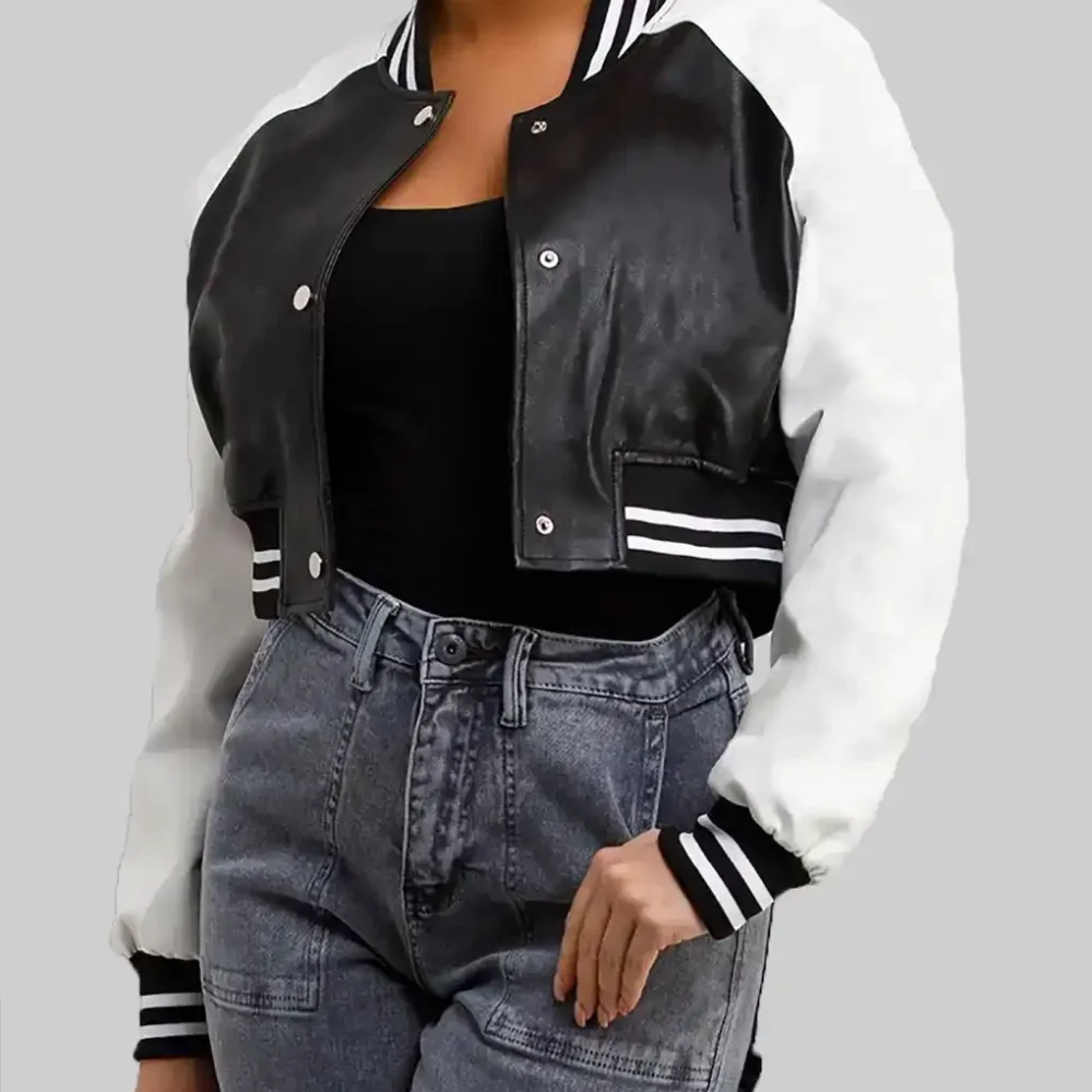 Women’s Black Leather Varsity Jacket
