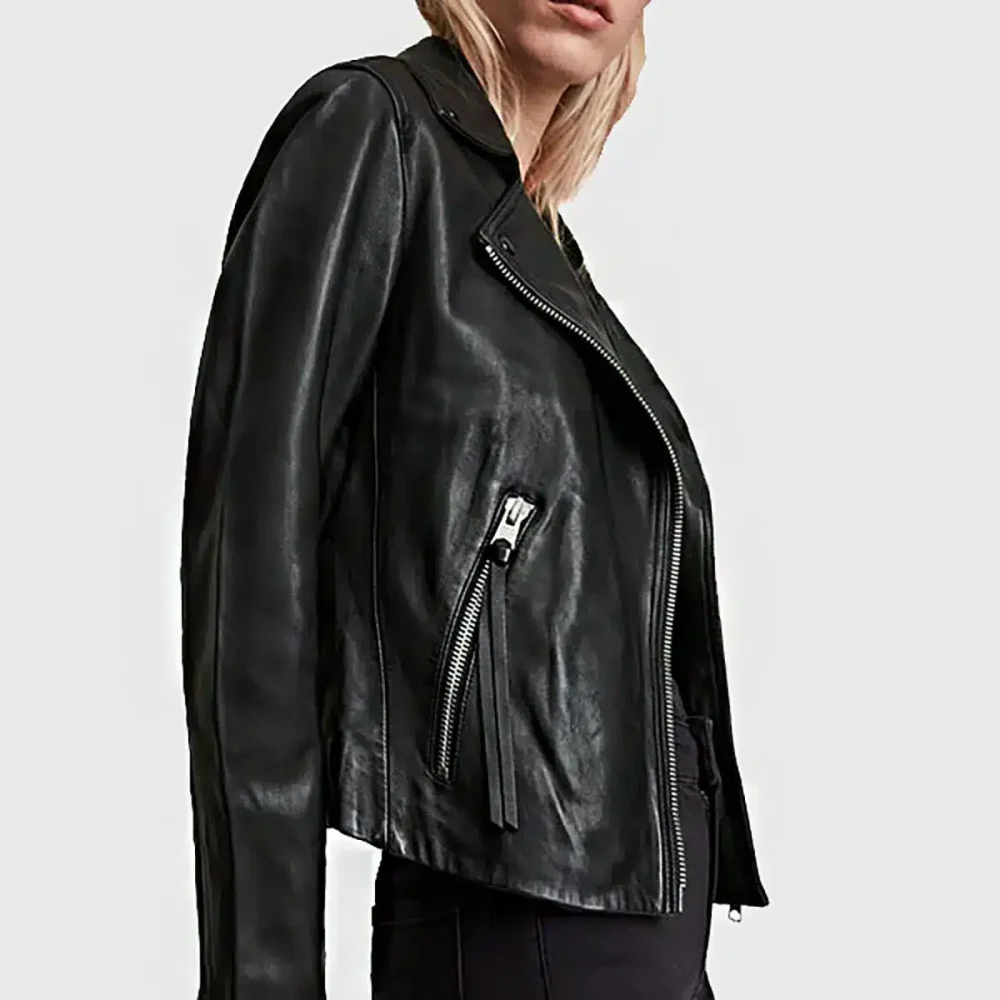 Women’s Black Leather Biker Jacket