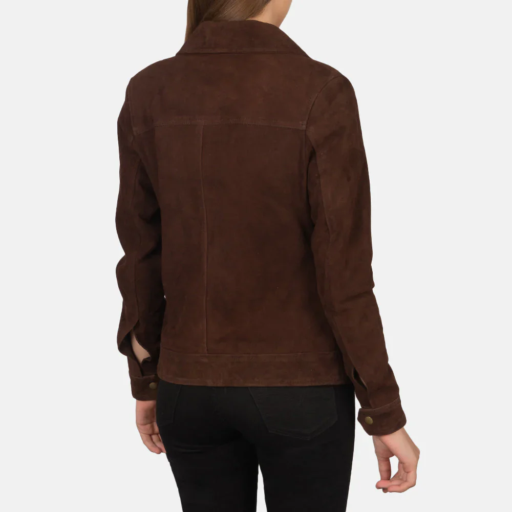 Suzy Mocha Suede Trucker Jacket - Image 2