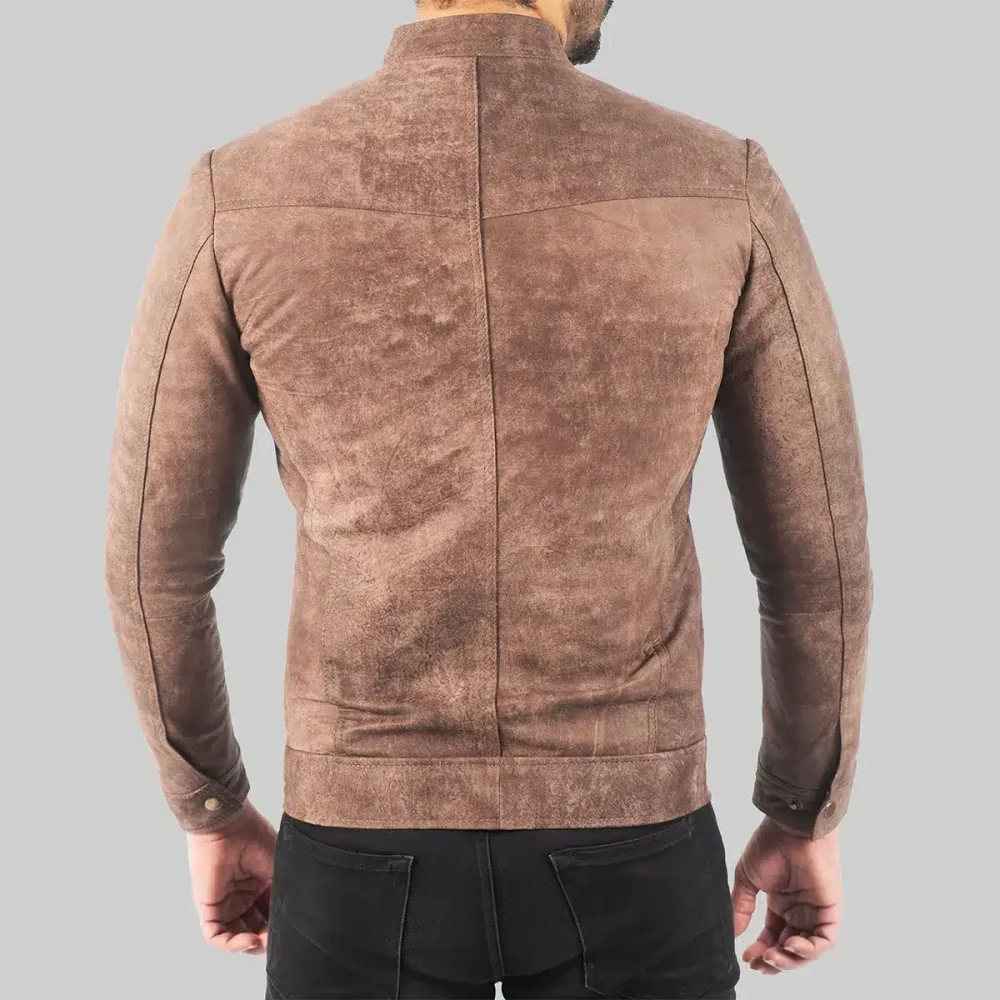 Men’s Distressed Brown Leather Biker Jacket