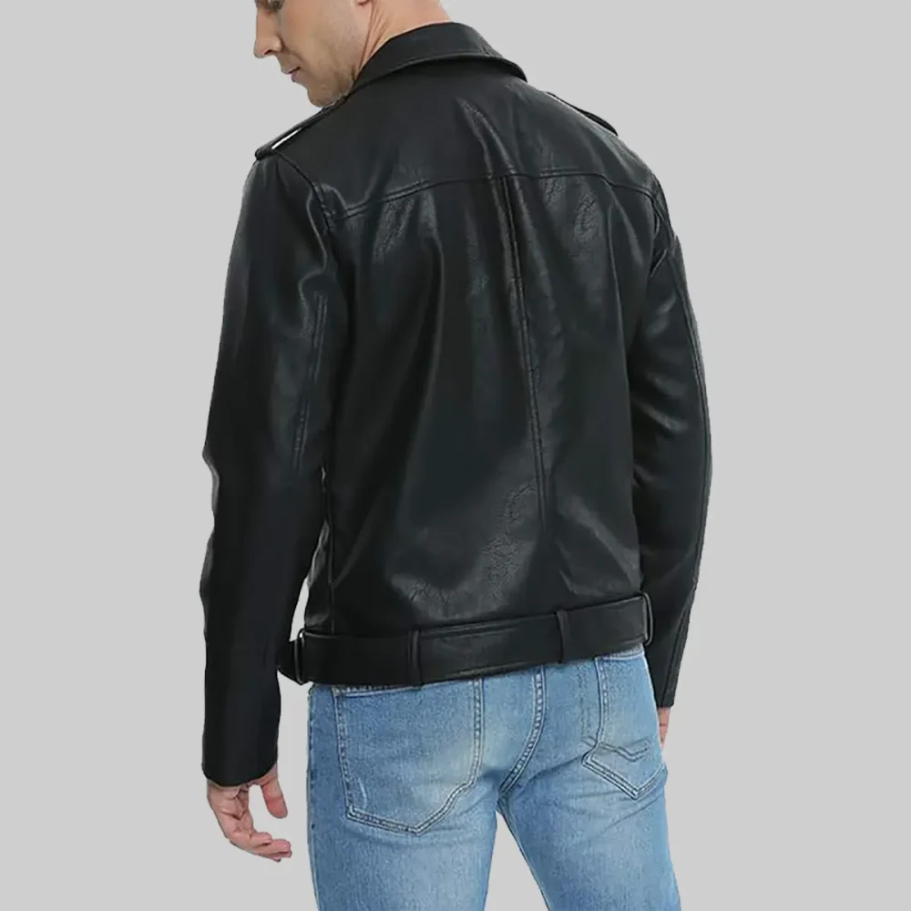 Men’s Distressed Black Biker Leather Jacket