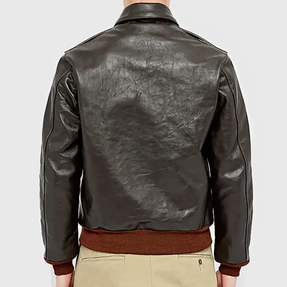 Men’s Dark Brown A-2 Bomber Leather Jacket