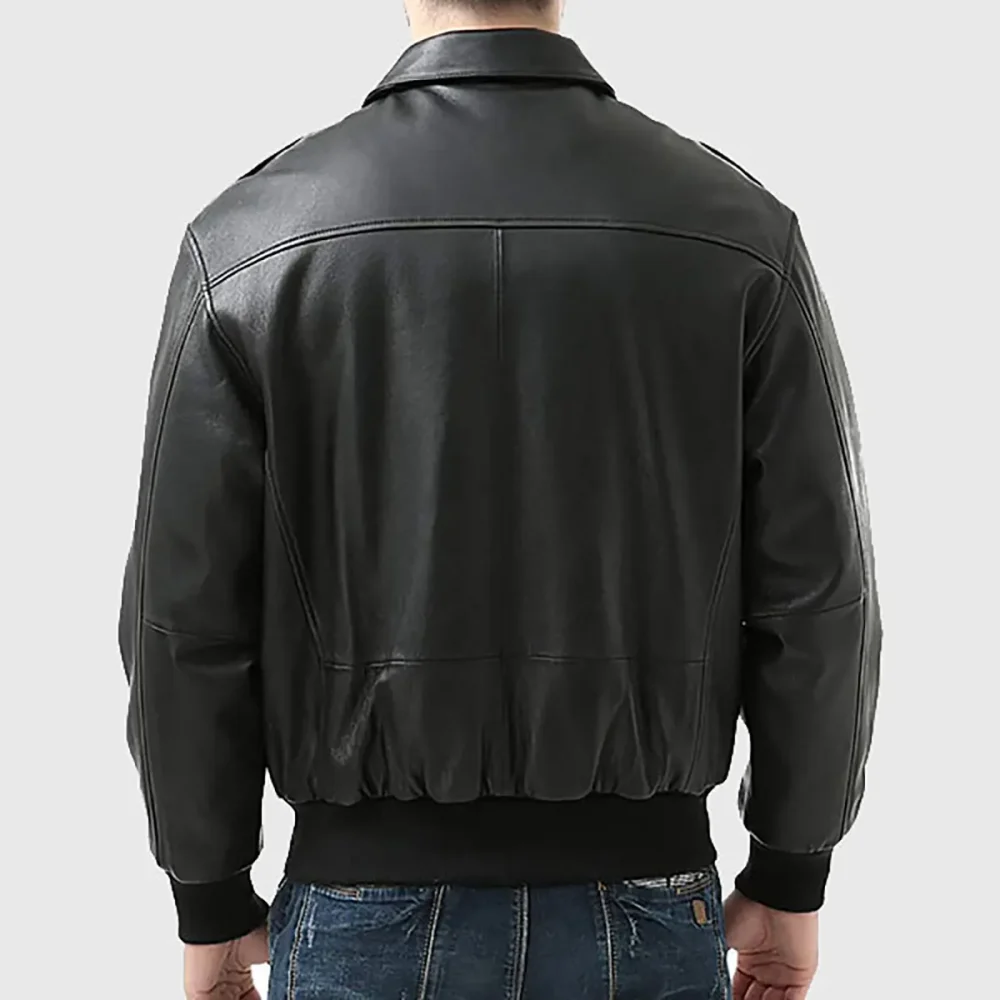 Men’s Black A-2 Bomber Leather Jacket