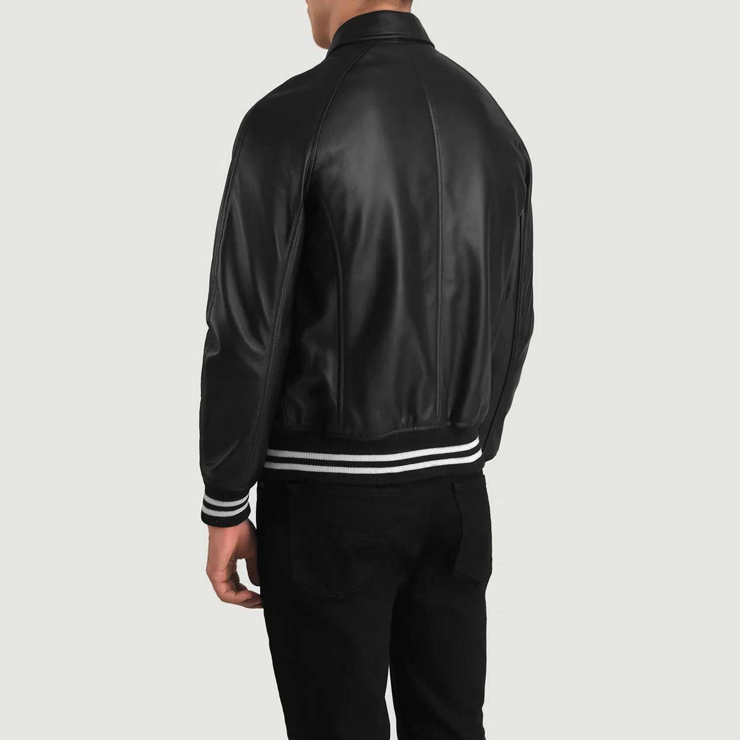 Walton Black Leather Varsity Jacket - Image 3