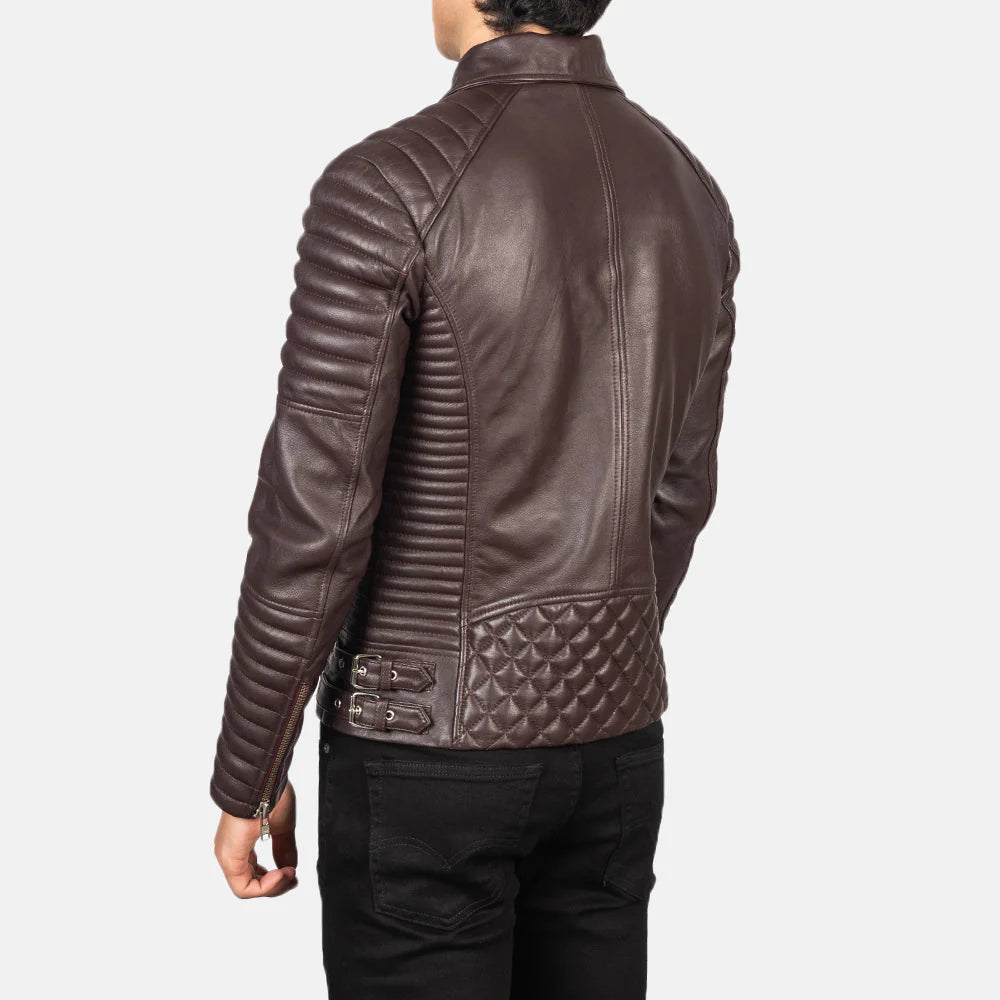 Armand Maroon Leather Biker Jacket - Image 3